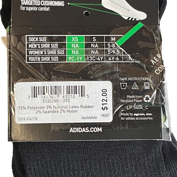 adidas Soccer Aeroready Socks Men’s XS Black Compression Sports Running - Picture 6 of 6